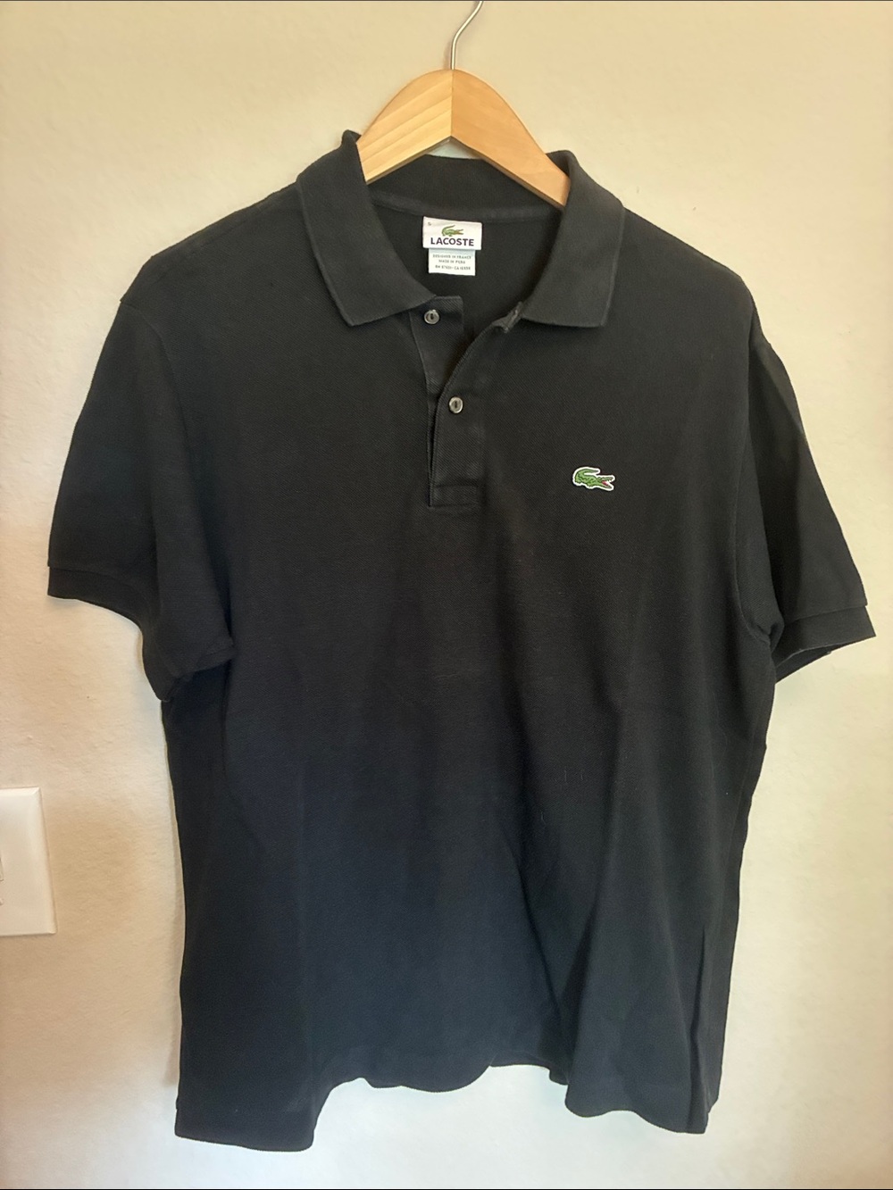 Lacoste Classic Fit L.12.12 Polo Shirt - Black - Size 5 (US Large)